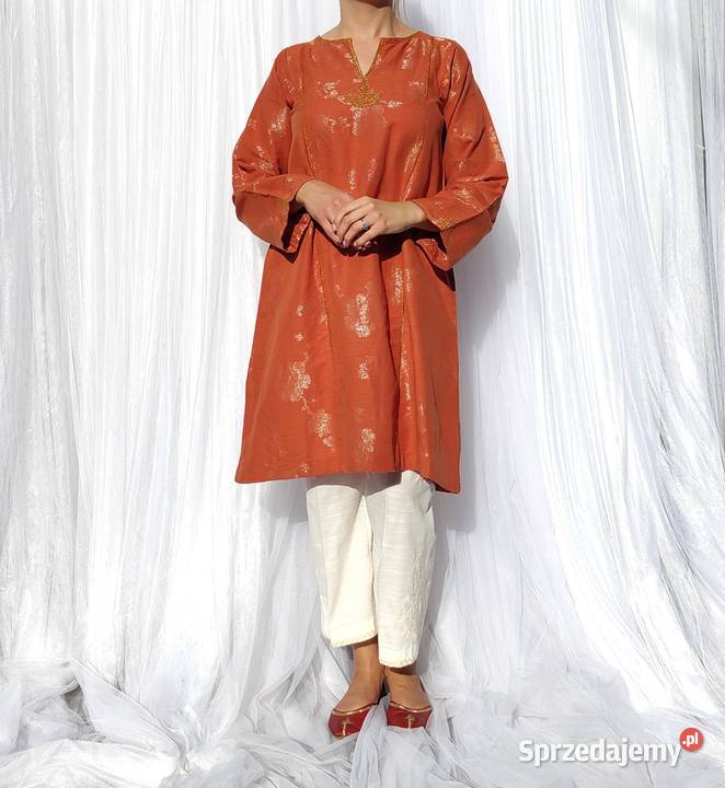 Pomarańczowa tunika sukienka L 40 hippie boho Szczecin