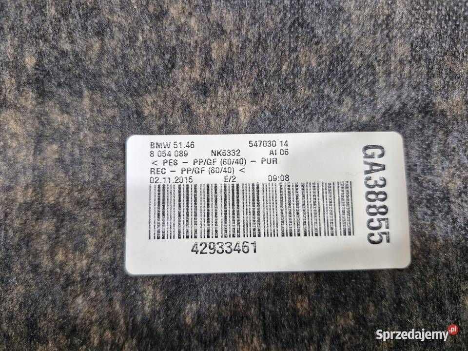 BMW 6 F06 GC PÓŁKA TYŁ TYLNA CZARNA 8054089