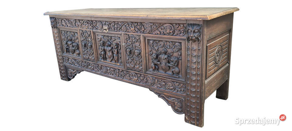 KUFER SZAFKA NEORENESANS RZEŹBIONA