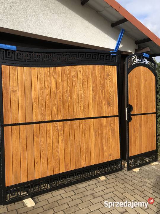Brama wjazdowa dwuskrzydłowa łuk drewno Bolesławiec