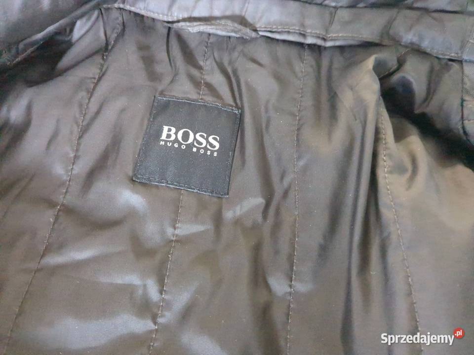 Płaszcz Boss brązowy/beżowy Moda i Styl Rzeszów