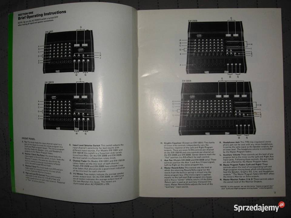 YAMAHA EM100II EM150IIB EM200B EM300B Operating Kępice