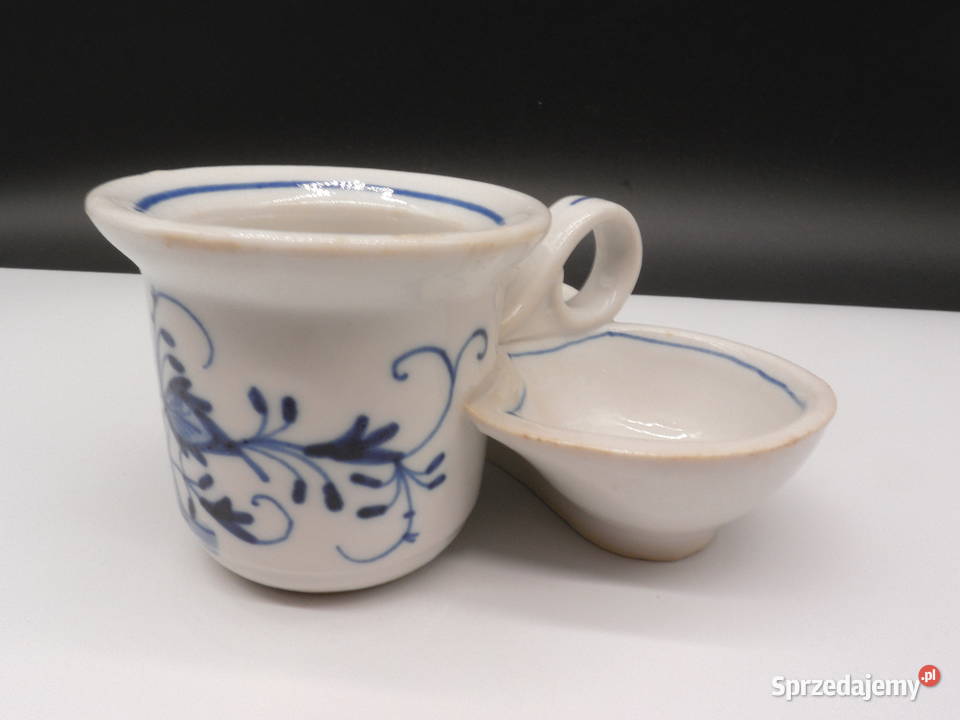 Stary ceramiczny przyprawnik dwojaczki niebieski Raszków