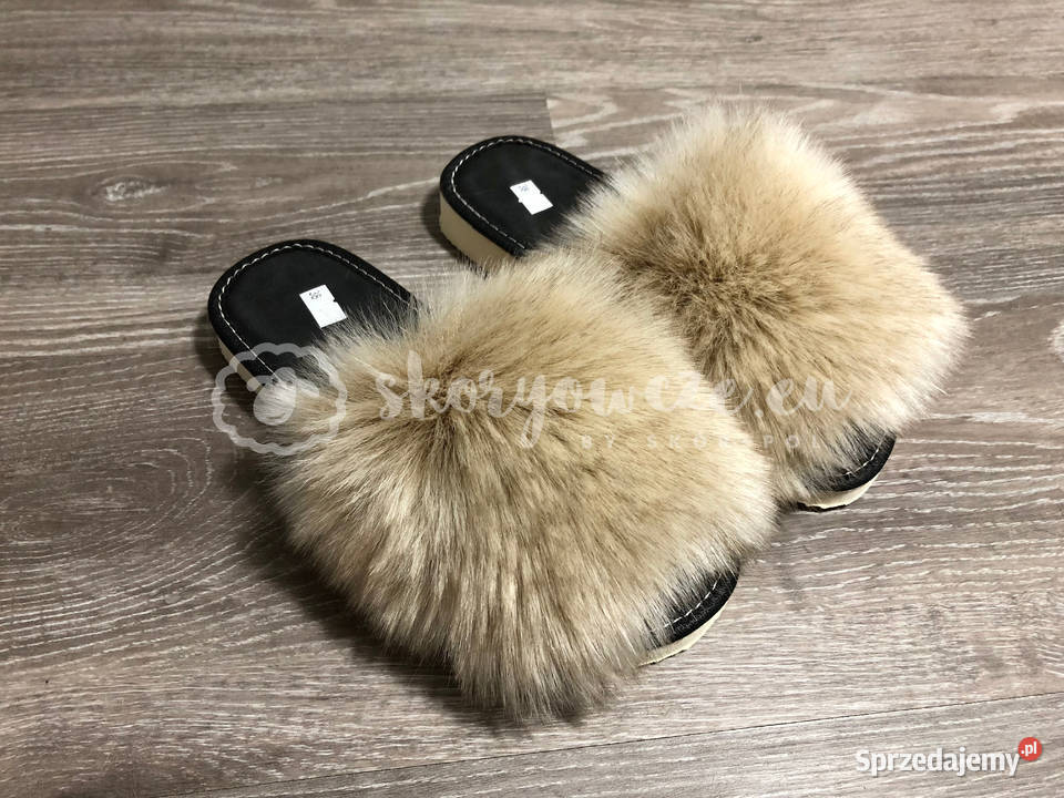 Pantofle klapki futrzaki ze sztucznym futerkiem Sandały i klapki Szaflary