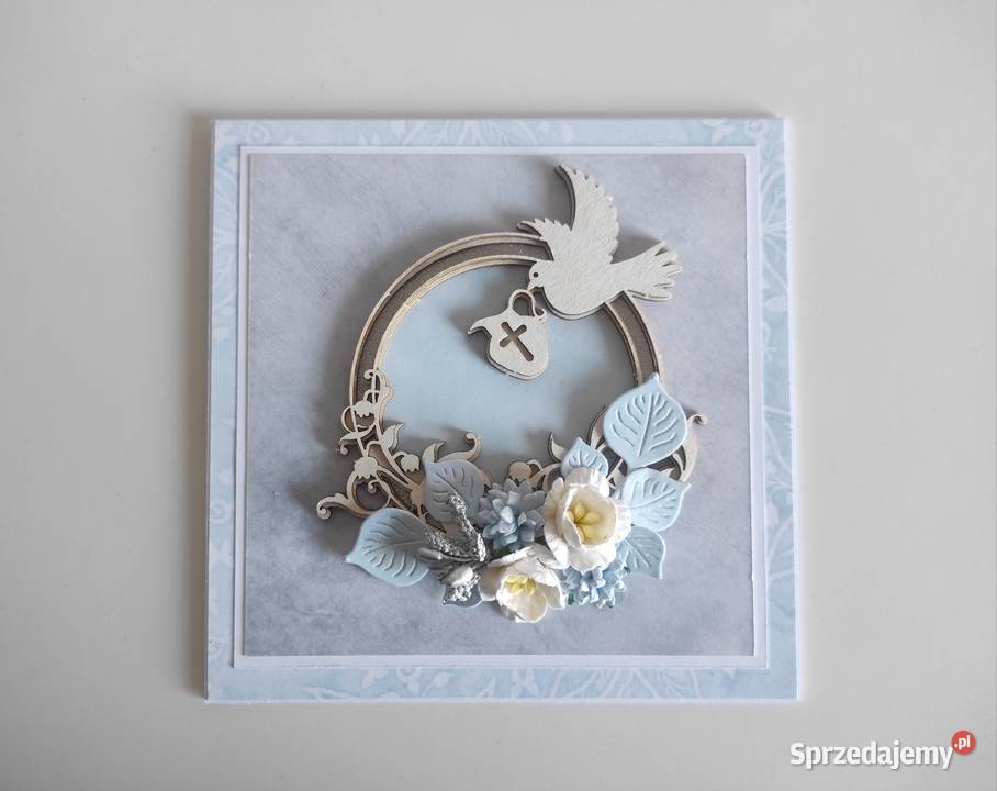 Kartka ręcznie robiona e pudełku na Chrzest łódzkie Łódź