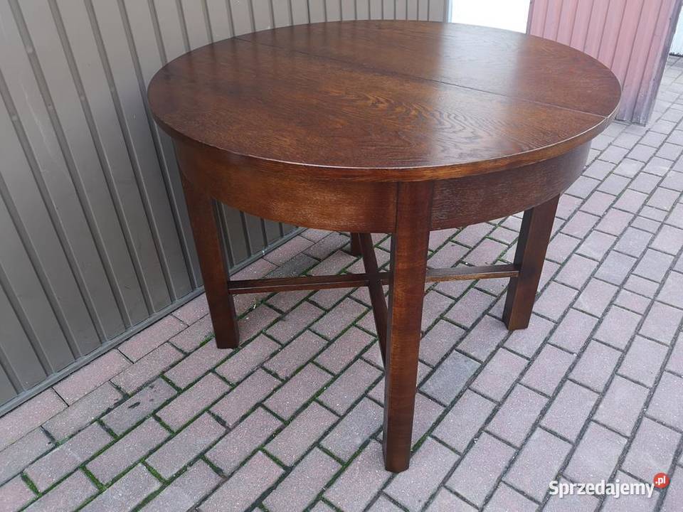 Stół ArtDeco Dębowy Rozkładany Okrągły 100 Meble