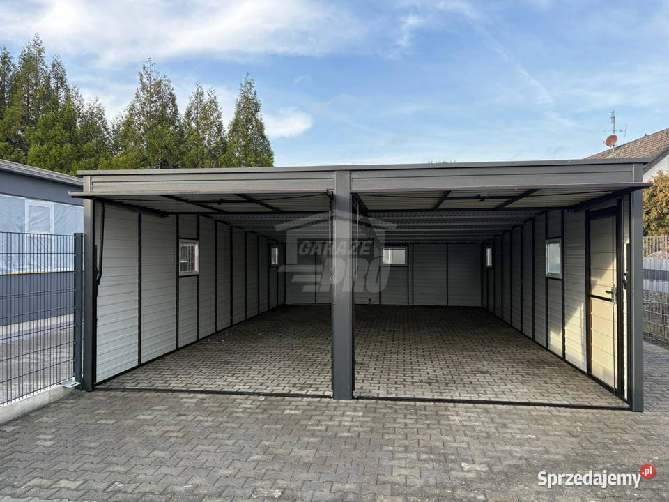 Garaż blaszany 6x9m 2x brama 5x okno drzwi dach Koszalin