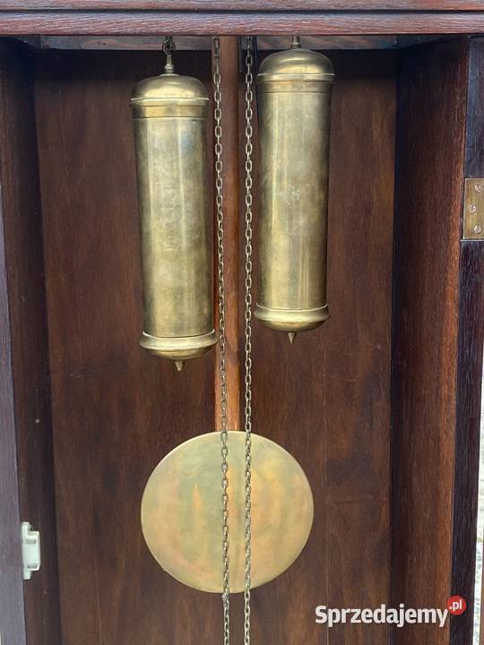 Niemiecki zegar stojący z wahadłem i wagami Gryfice