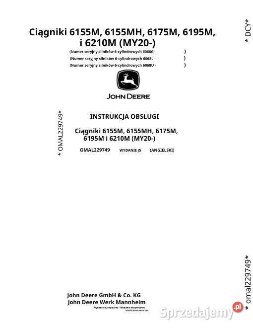 John Deere 6155M 6155MH 6175M 6195M 6210M świętokrzyskie Kielce sprzedam