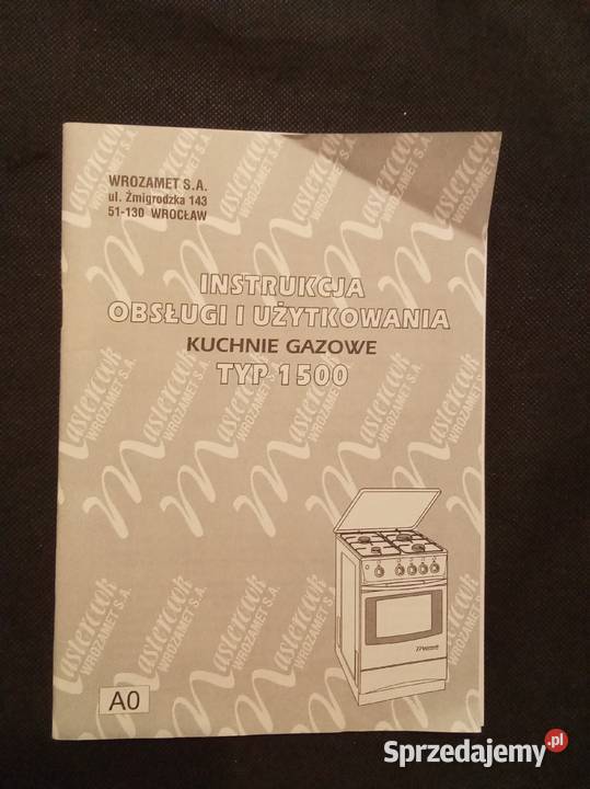 Instrukcja do kuchenki Mastercook typ 1500 mazowieckie Warszawa sprzedam