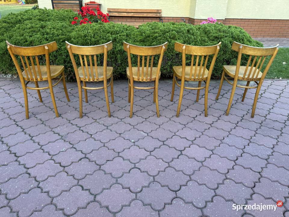Krzesła gięte 5 vintage PRL art deco krzesło mazowieckie
