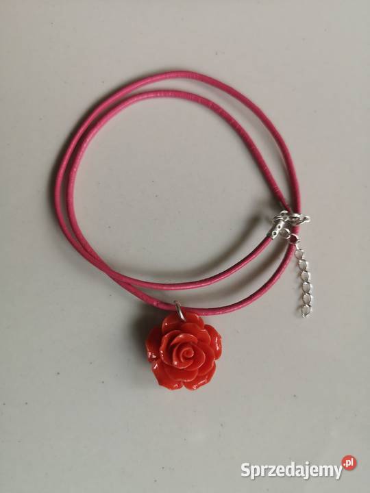 Naszyjnik róża koral choker srebro Toruń