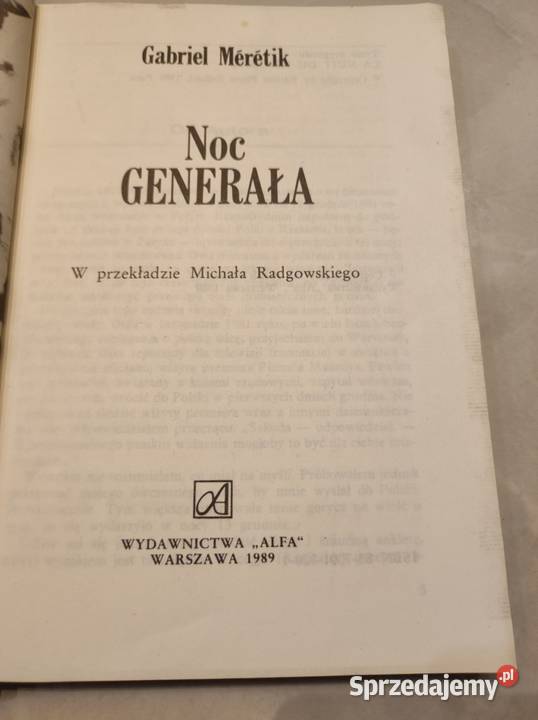Noc generała Gabriel Mrtik Mertik Rok wydania 0 Kielce sprzedam
