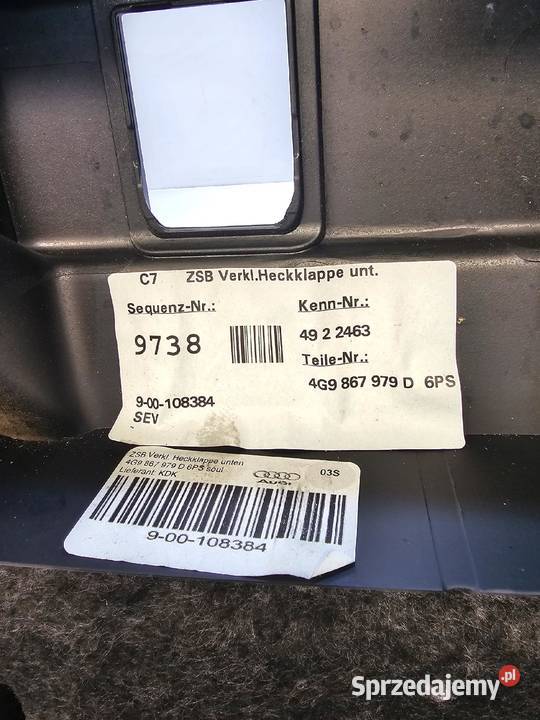 TAPICERKA KLAPY TYŁ AUDI A6 C7 AVANT 4G9867979D osobowe Przystajń