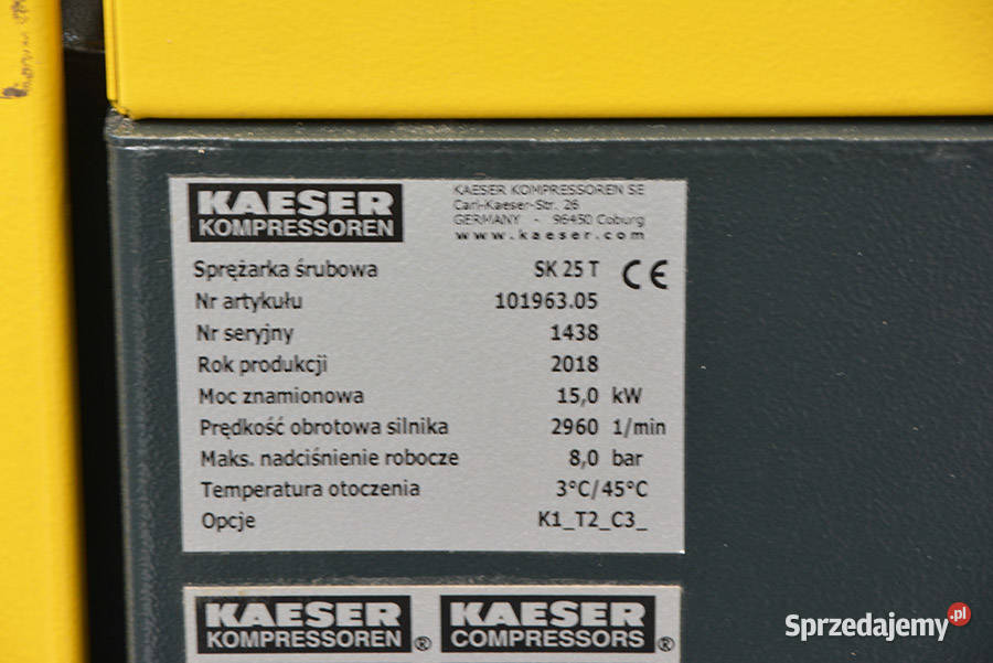 6457 SPRĘŻARKA ŚRUBOWA KAESER SK 25 T Produkcja Biertowice
