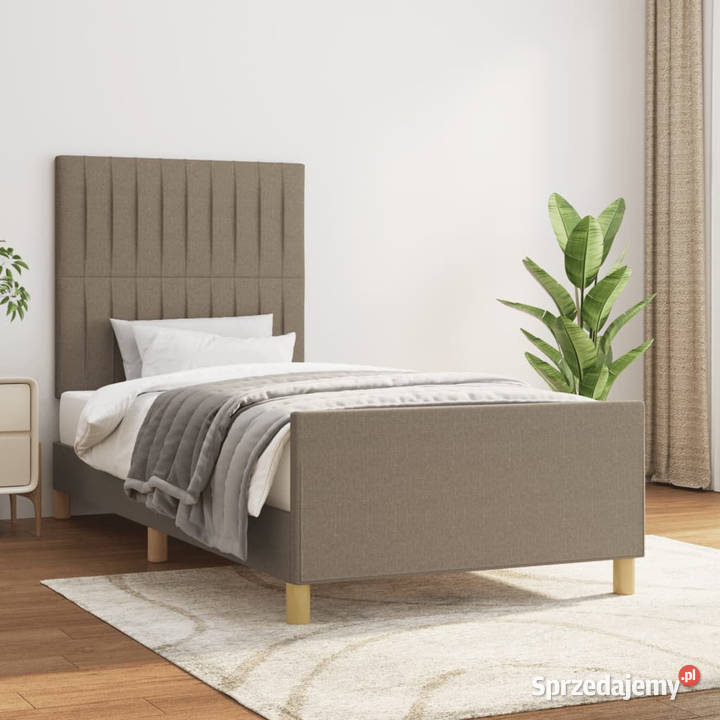 Rama łóżka z zagłówkiem taupe obita tkaniną 83cm