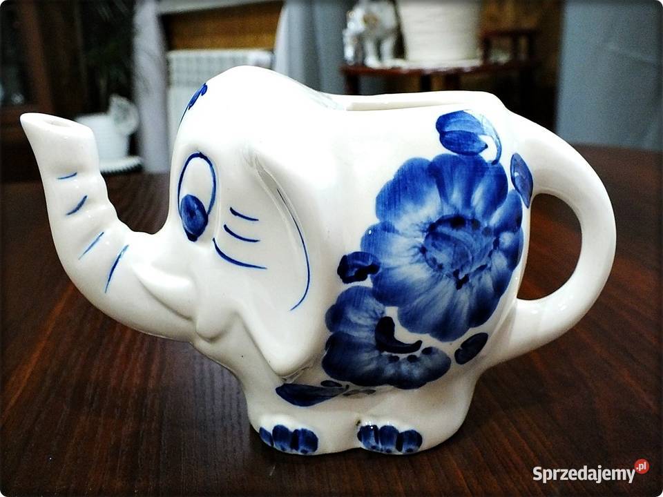 Figurka SŁOŃ ręcznie malowany Mlecznik ceramika