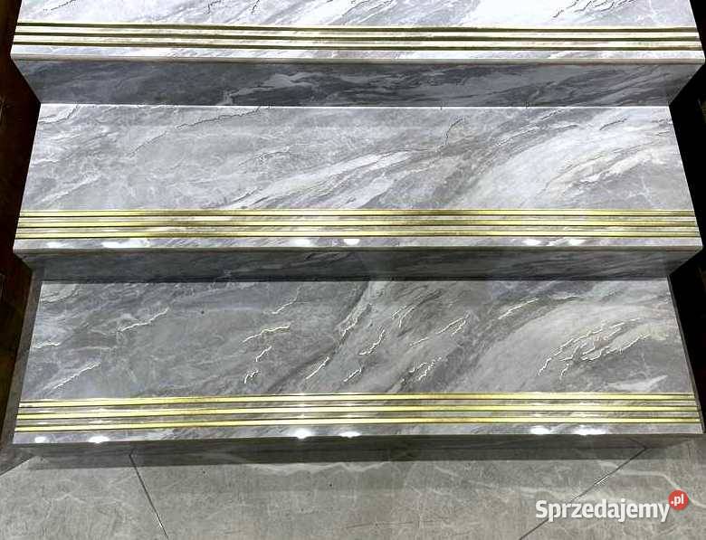 Schody z marmuru ZŁOTO gres WYSOKI POŁYSK 120x30 Podłogi i schody łódzkie Łask