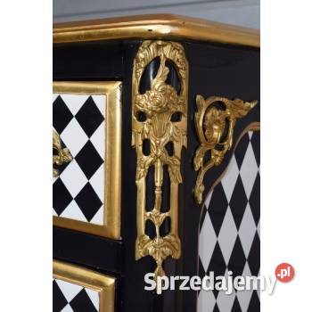 Królewska Biało Czarna Komoda Vintage Szafa