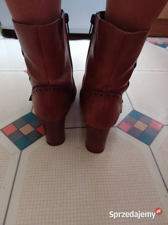 38 Real Leather Skórzane Botki biznesowe z Półbuty