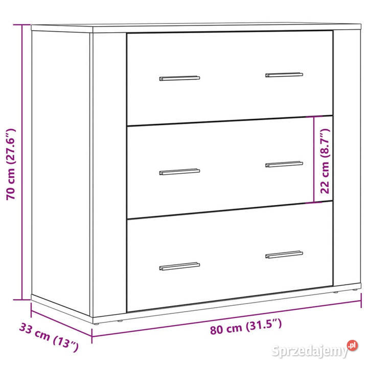 Szafka dąb artisian 80x33x70 materiał