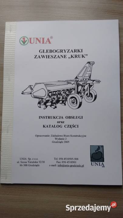 Glebogryzarka KRUK instrukcja i katalog części podkarpackie Stalowa Wola
