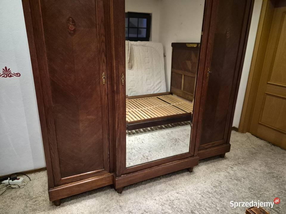 Stara sypialnia dębowa secesyjna łóżko szafa Sypniewo