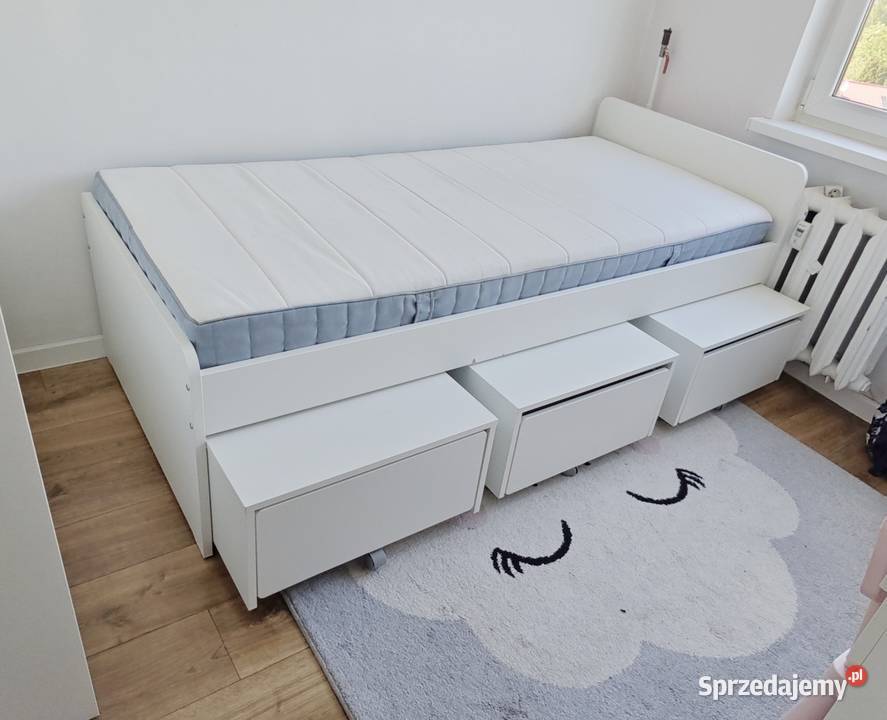 Łóżko Ikea Slkt 3 półki na kółkach na pościel śląskie Czeladź