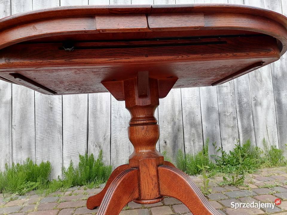 Stół dębowy okrągły rozkładany 120cm Wąwolnica