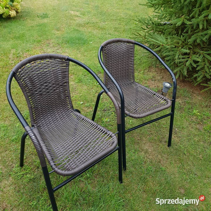 Dwa krzesła ogrodowe balkonowe ratanowe okazja Krzesła