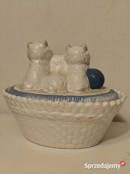 Ceramiczny Słoik Cookie Jar retro KOTY W KOSZYKU Pojemniki na żywność
