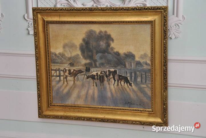 ST Kamocki Pejzaż Polskiej Wsi Krowy w Zagrodzie małopolskie