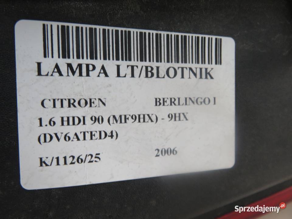 LAMPA LEWA TYLNA CITROEN BERLINGO I osobowe