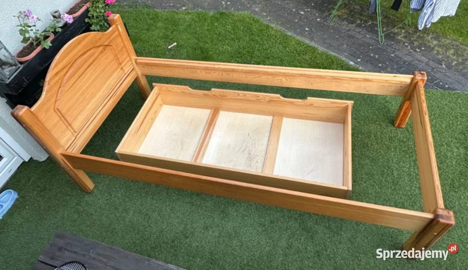 Drewniane łóżko 210x95 szafka na kółkach Oborniki