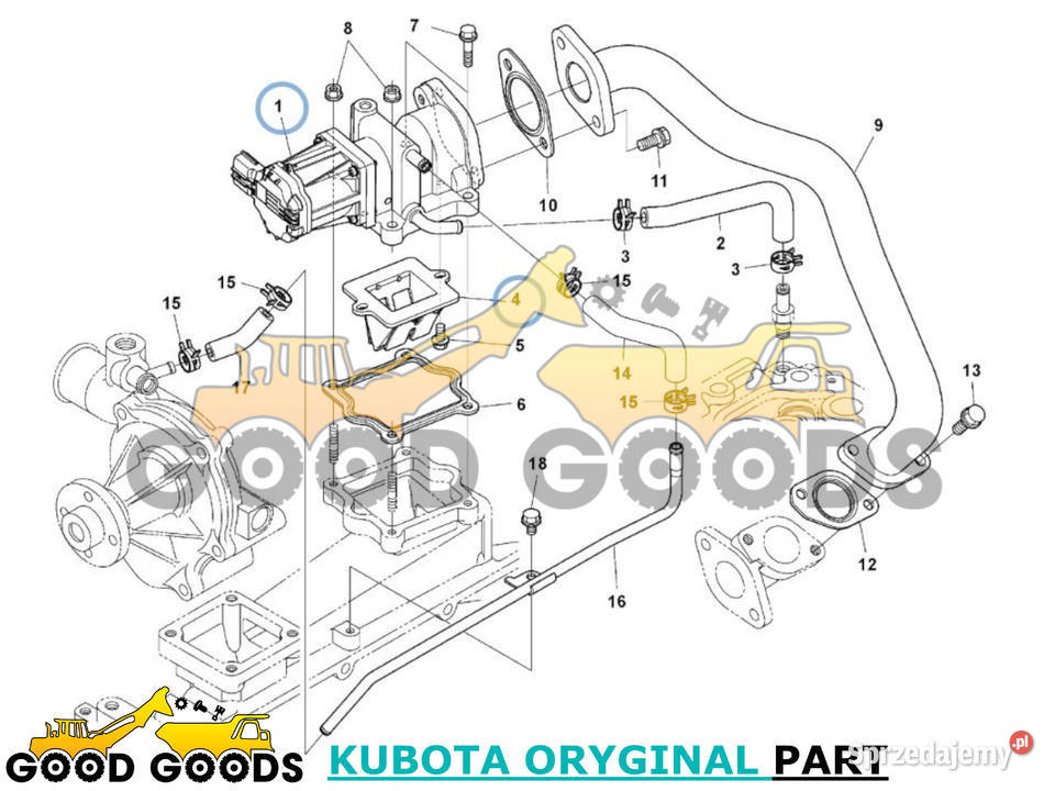 KUBOTA ZAWÓR EGR V3800 1J50062701 1J50062701 Części do maszyn budowlanych Władysławów