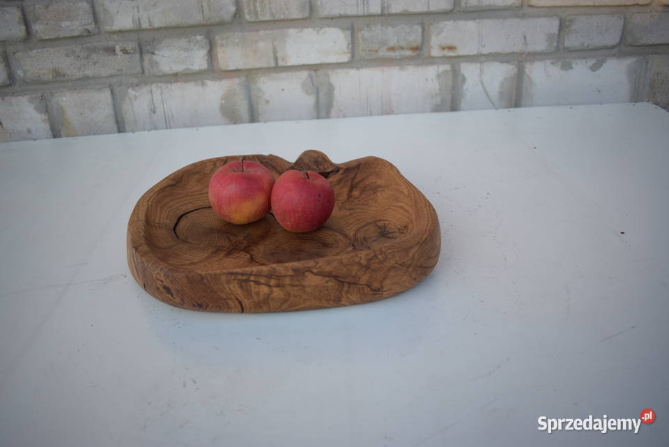 Dębowa misa na owoce z litego drewna