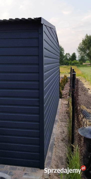 GARAŻ BLASZANY 4M X 6M BRAMA UCHYLNA GRAFIT Łapanów