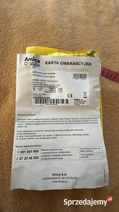 Kuchenka elektryczna Amica sprzedam