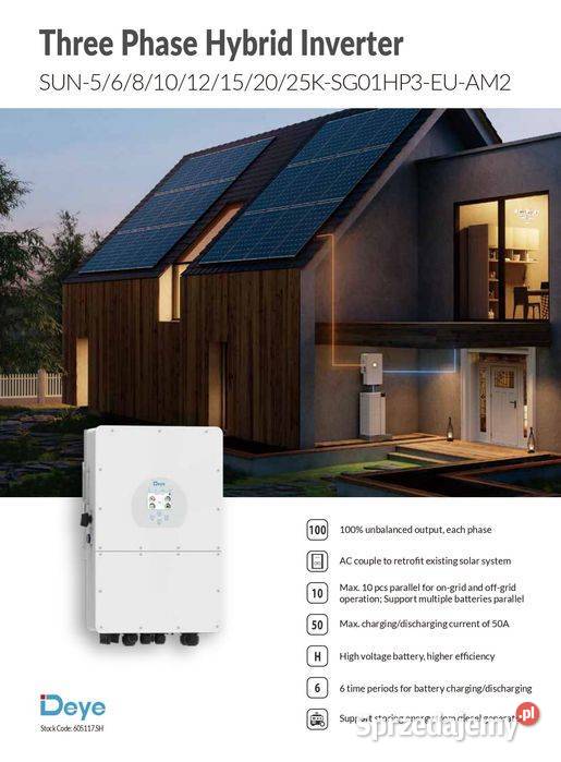 DEYE Falownik hybrydowy 12kW SG01HP3 3fazowy małopolskie sprzedam