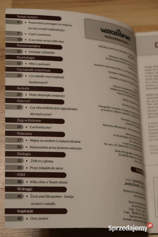miesięcznik młodych katolików pt WZRASTANIE Książki i Podręczniki