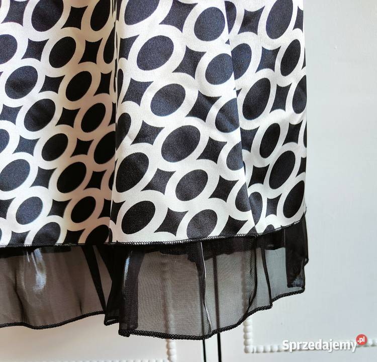 Biała sukienka w kropki vintage 38 M satyna Moda i Styl Szczecin