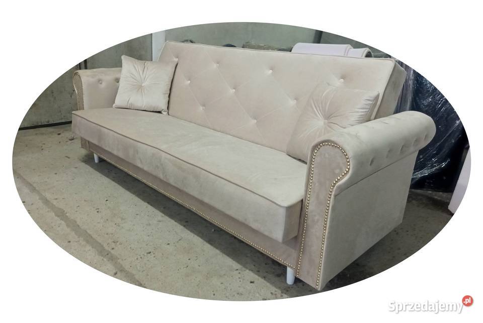 GLAMOUR kanapa z kryształkami sofa rozkładana wersalka łóżko