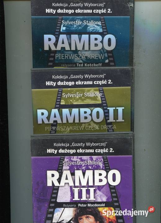 Rambo Pierwsza krew Rambo II Rambo III 3 Filmy DVD Szczecin sprzedam