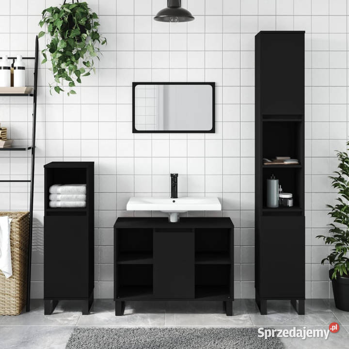 Szafka łazienkowa czarna 80x33x60 materiał Warszawa