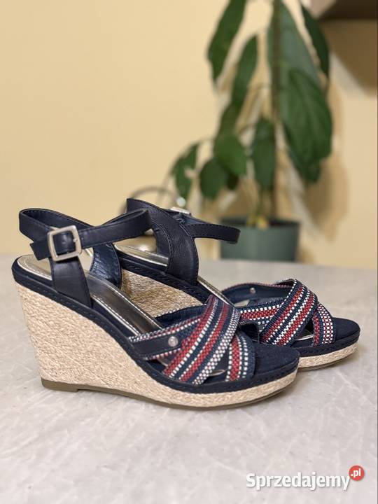 Nowe skórzane sandały na koturnie Tom Tailor 23cm dolnośląskie Wrocław