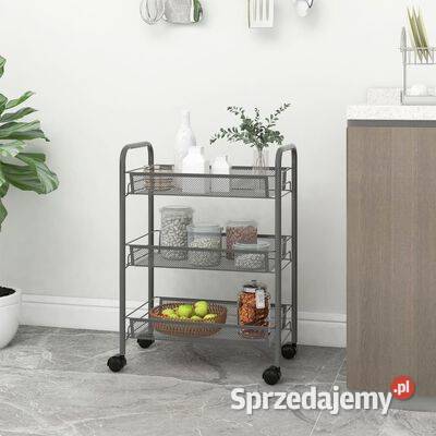 vidaXL 3piętrowy wózek kuchenny szary 46x26x64 Warszawa