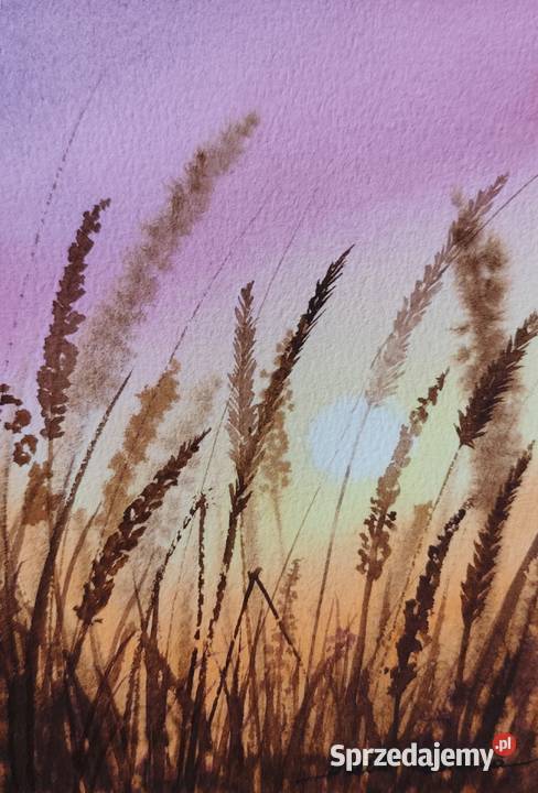 Oryginalna Akwarela Łąka 2 Ręcznie malowana Osobnica