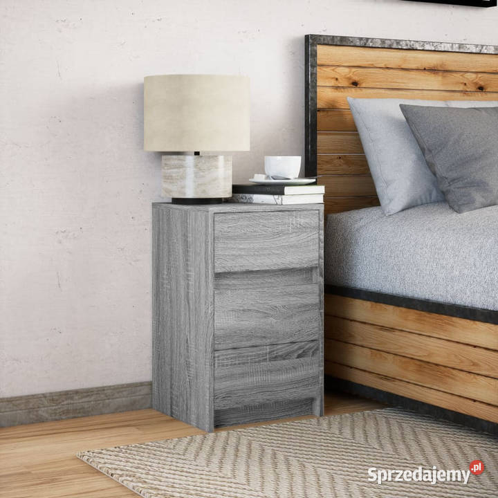 Szafka nocna z LED szary dąb sonoma materiał Warszawa