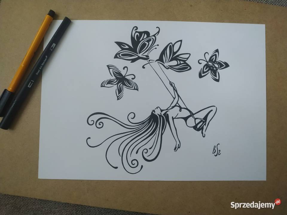 Rysunek na huśtawce cienkopis A4 250gm2 mazowieckie Warszawa sprzedam