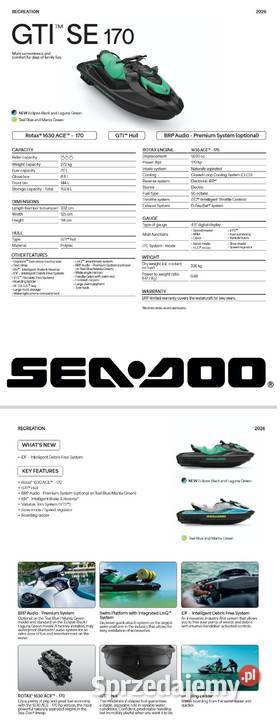 Skuter wodny Seadoo GTI SE 170 Teal blue Manta pełny VAT Nowy Sącz